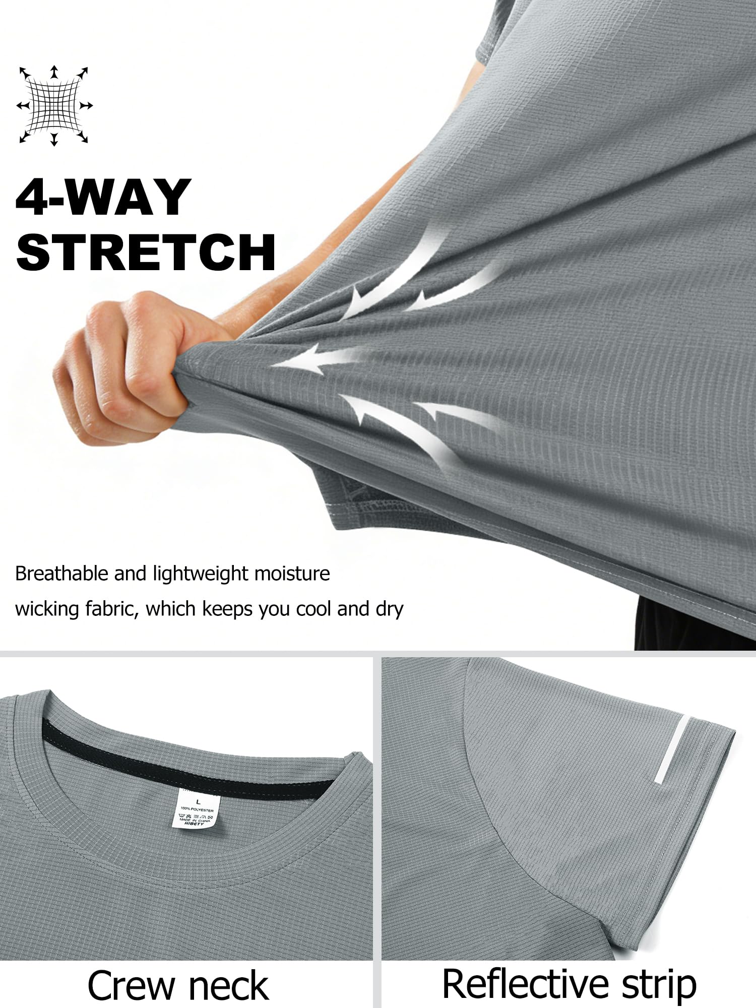 Herren 5er-Pack UPF 50+ Sonnenschutz T-Shirt, Leicht Schnelltrocknend Sport Funktionsshirt