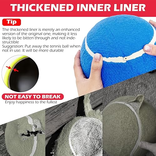Miniatura 4 de EXPAWLORER Giant Tennis Balls for Dogs - 2Pcs 9.5" Interactive Dog Ball Toy for Outdoor Indoor Training Playing Sports, Large Tennis Ball Toys with