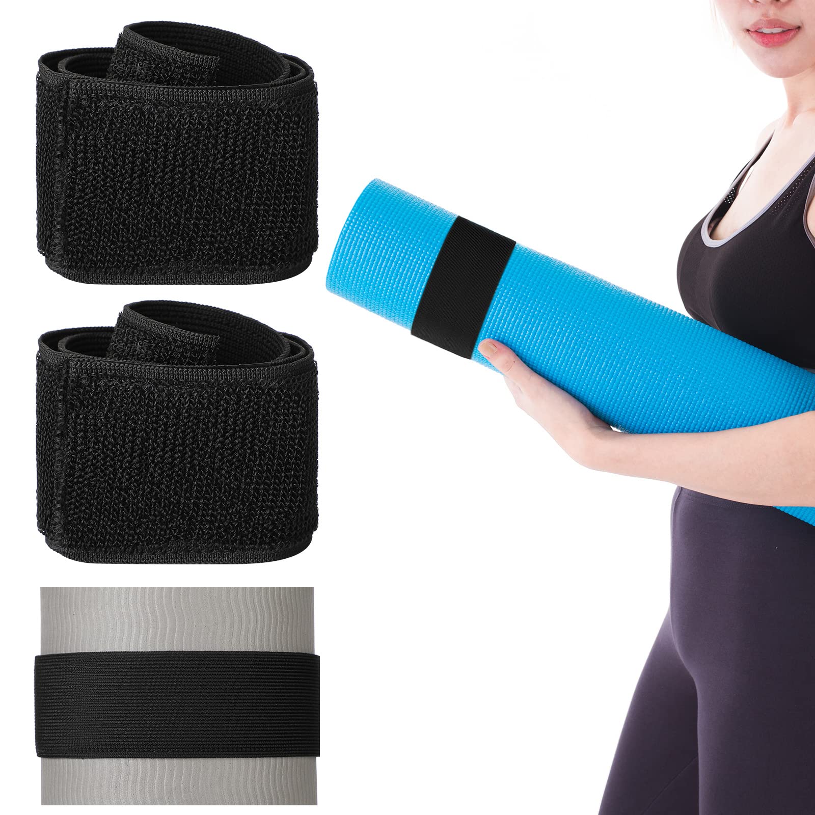 Honoson 4 Pcs Nylon Yoga Mat Strap Stretchable Holder Straps Heavy Duty Bungee Straps Band Adjustable Carrying Strap for Exercise Workout Pilates Yoga