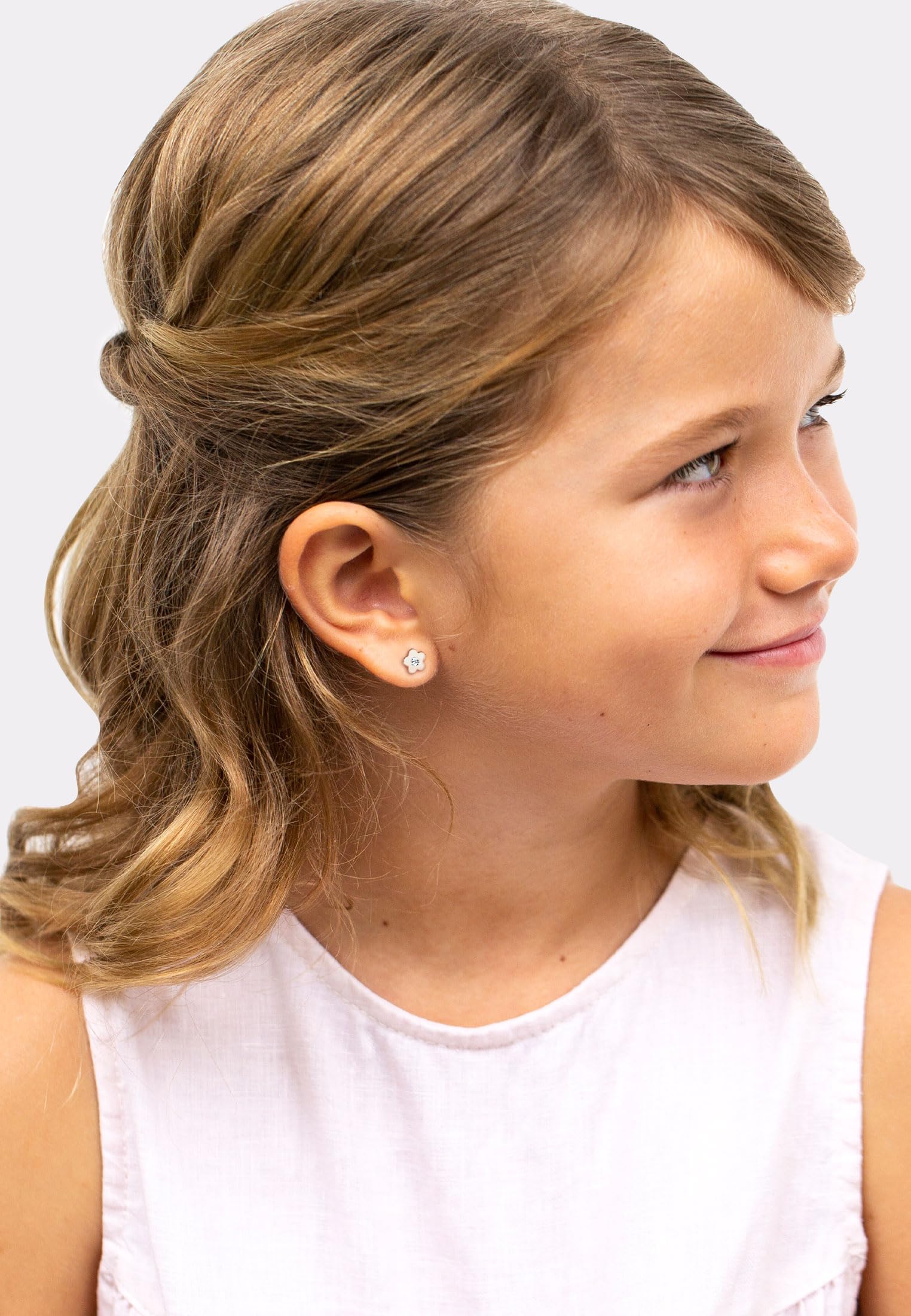 Elli Orecchini Bambini Fiori Simbolo Giocoso con Cristalli in Argento Sterling 925