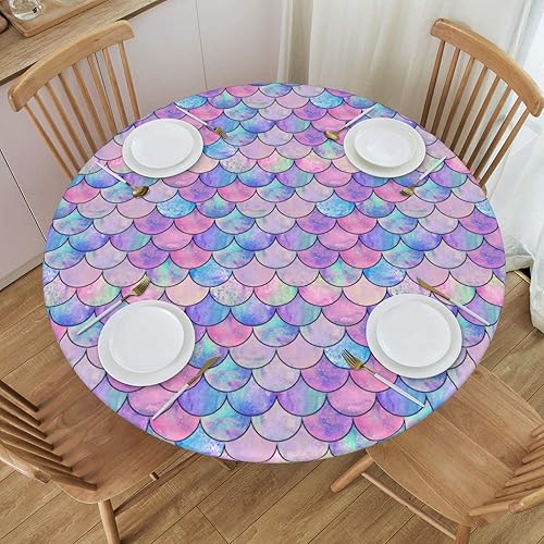 Vista 17 de Famame Beautiful Bloom - Mantel redondo ajustable con borde elástico, impermeable, con borde elástico, para interiores y exteriores, se adapta a