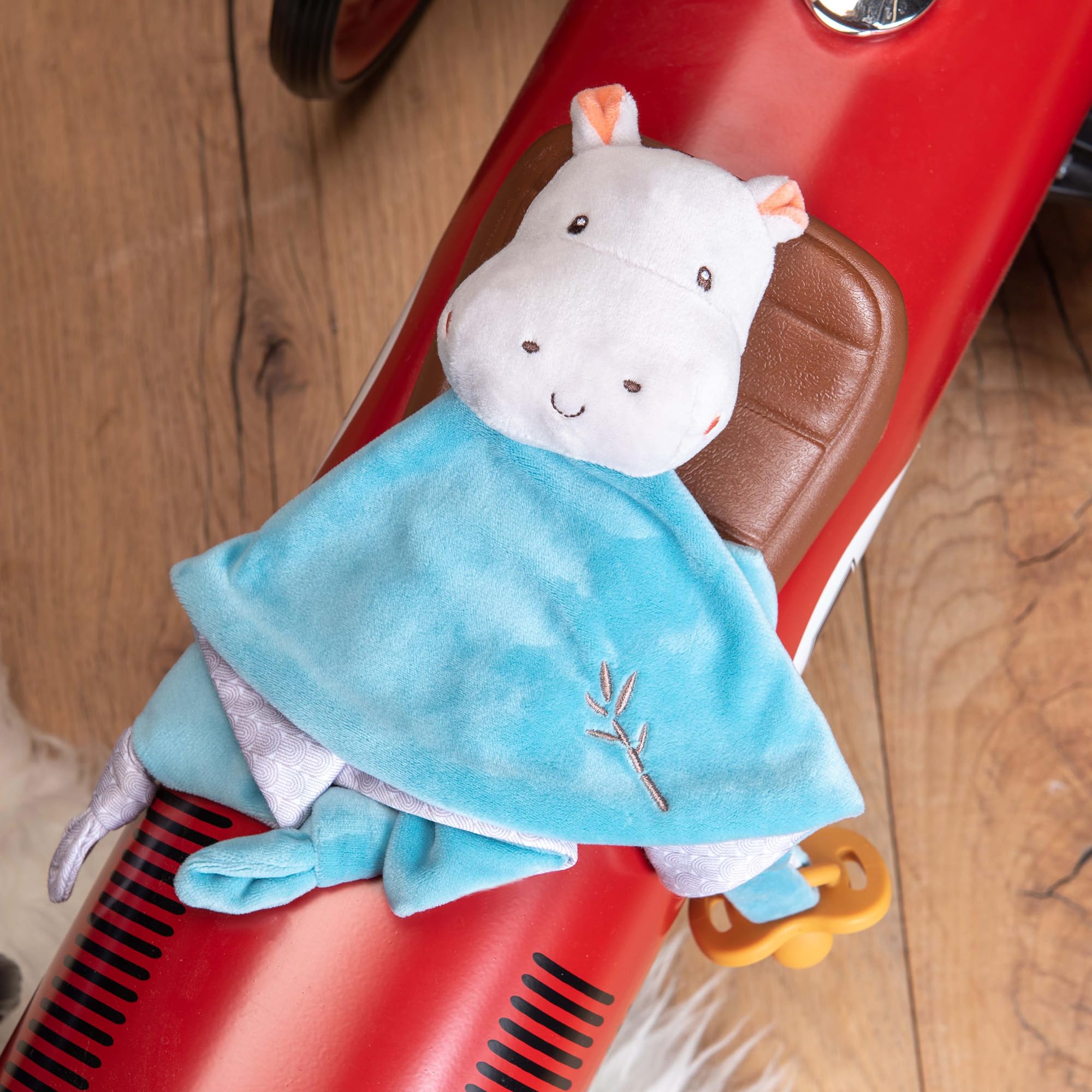 Gipsy Toys – Carre Doudou Ippopotamo – Gamma Bamboo – 24 CM S/Card – Blu e Grigio-1° Età