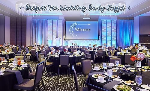 Miniatura 6 de Paquete de 10 manteles de mesa redondos negros, mantel redondo de 108 pulgadas, mantel redondo lavable de tela de poliéster, manteles de lino a