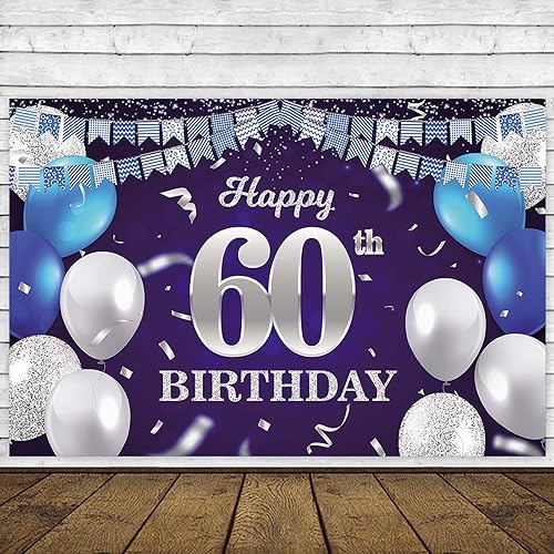 Vista 171 de Cartel de feliz cumpleaños número 31, globos azul marino, bandera de confeti a rayas, puntos de luz, saludos a 31 años, decoración temática