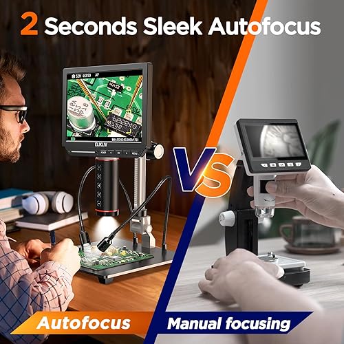 Miniatura 2 de Elikliv Microscopio digital de enfoque automático 4K EM4K-AF, microscopio de soldadura de 52MP para reparación de PCB, inspección de monedas y