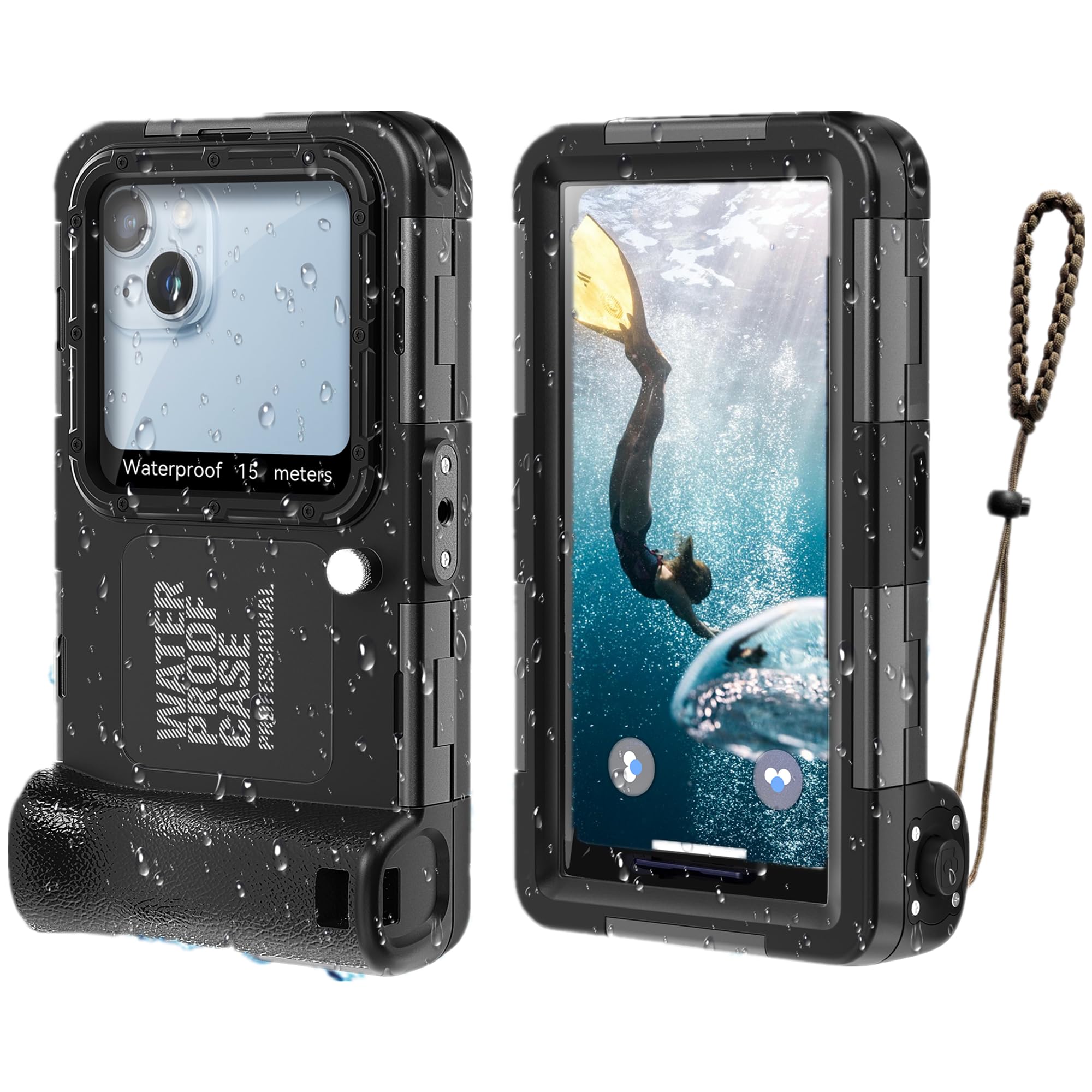 2025 Upgrade Universal Wasserdichte Handyhülle Tauch Schnorchel Telefonhülle für iPhone 16/16E/15/14/13/12/11 Pro/Pro Max/XS/X(Linker Lautstärketaste Version)Unterwasser Touchscreen Foto Video Gehäuse