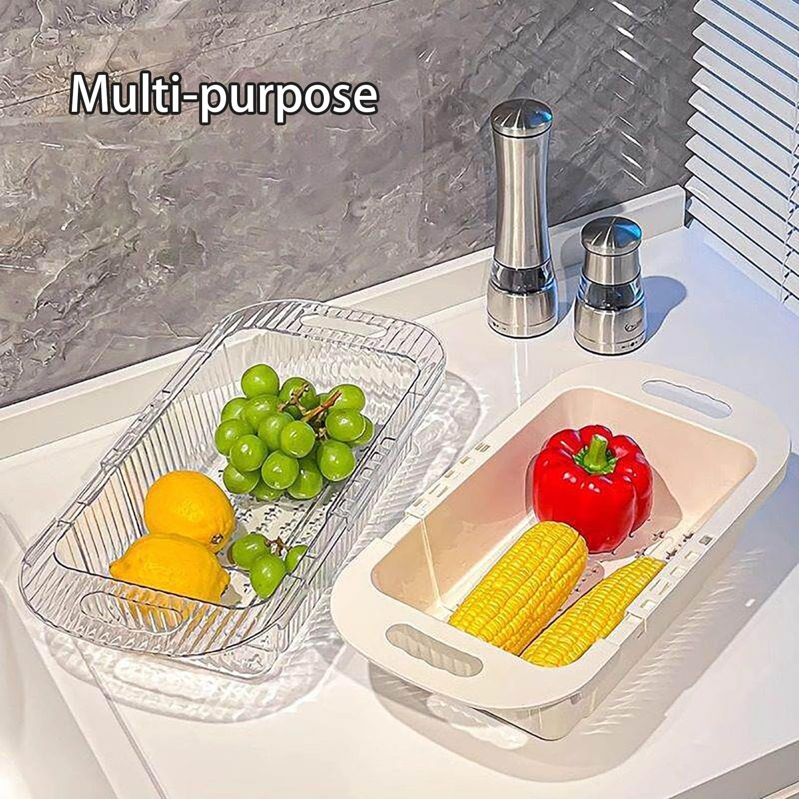 Escurridor de platos ajustable para fregadero – Nizer de cocina expandible para frutas y platos. Escurridor de encimera que ahorra espacio para un fácil lavado y secado de la cocina