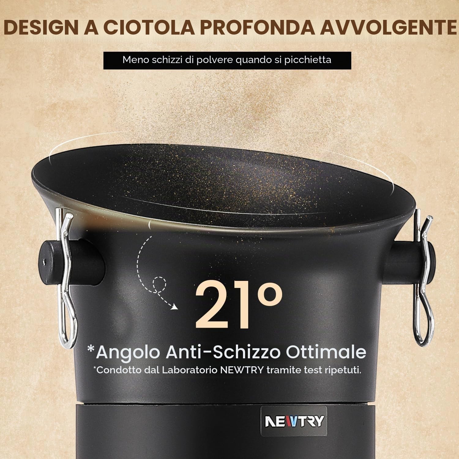 NEWTRY Secchiello fondi Caffe Commerciale, Knock Box per Espresso, 19LGrande Capacità Dacontenitore per Fondo Caffe per Barista Caffetteria Bar con 30 sacchetti, asciugamani e spazzole per la pulizia