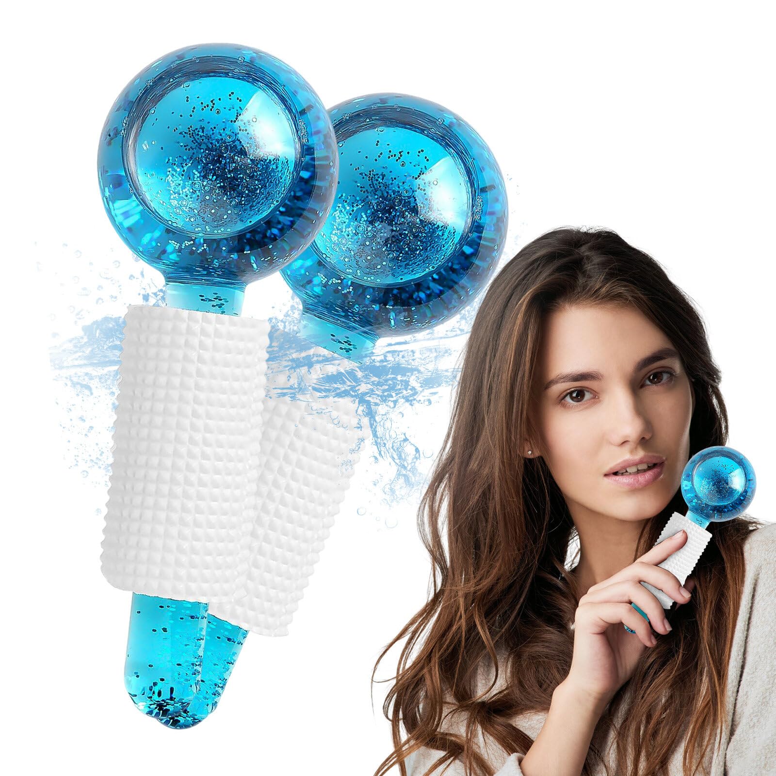 Facial Ice Globes: 2 unidades de masajeadores faciales de rodillo de hielo, bolas faciales para herramientas de masaje, bolas de masaje para la cara, masajeadores faciales para piel fría, reafirman la
