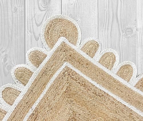 Miniatura 10 de Shiv Shakti Exports - Alfombra de yute festoneada hecha a mano, trenzada de yute, de fibra natural, alfombra de piso (4 x 6 pies  47.2 x 70.9 in)