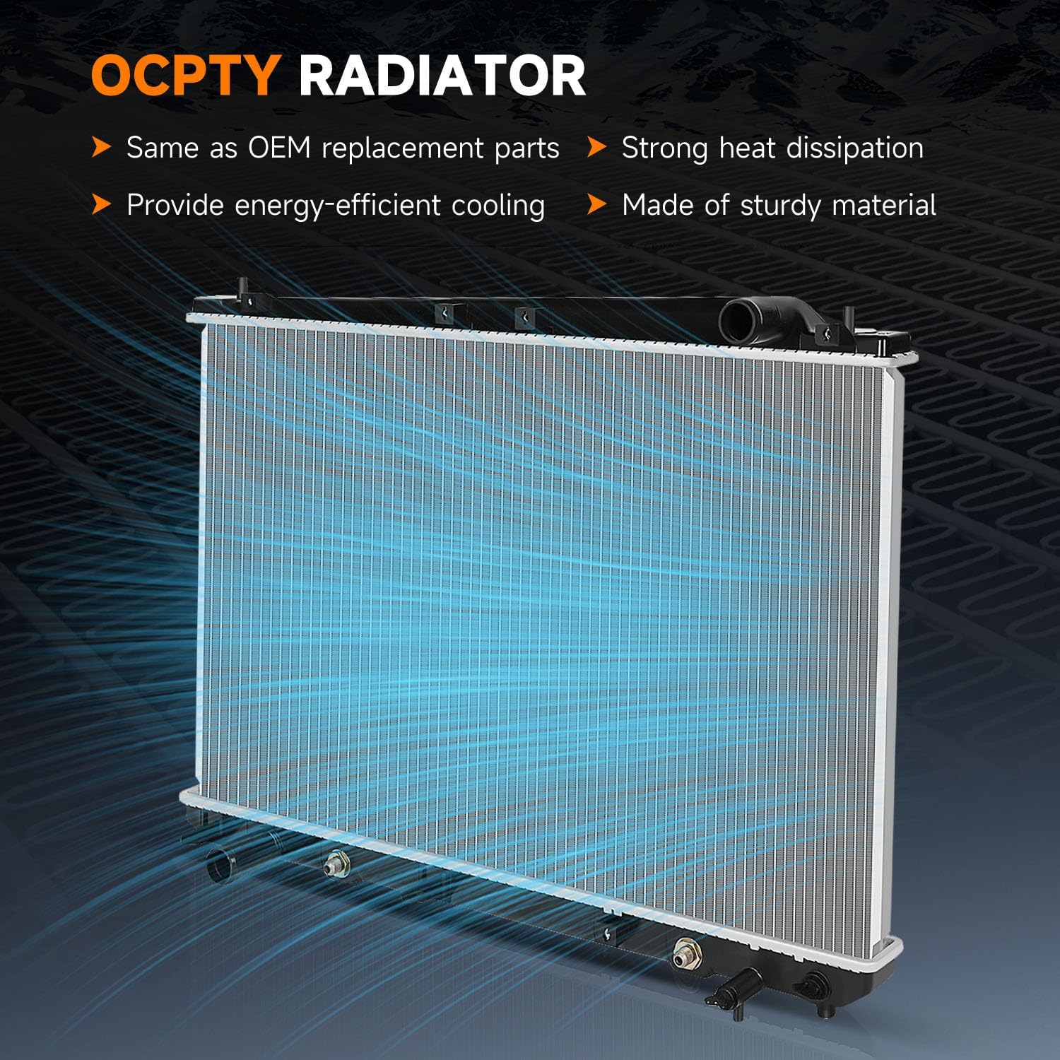 OCPTY 2153 Engine Coolant Radiator Compatible with 1998-2003 for Toyota Sienna 3.0L Replace CU2153 CU2427,8012153,164000A071,164000A072,164000A210,164000A270 Automotive Replacement Engine Radiators