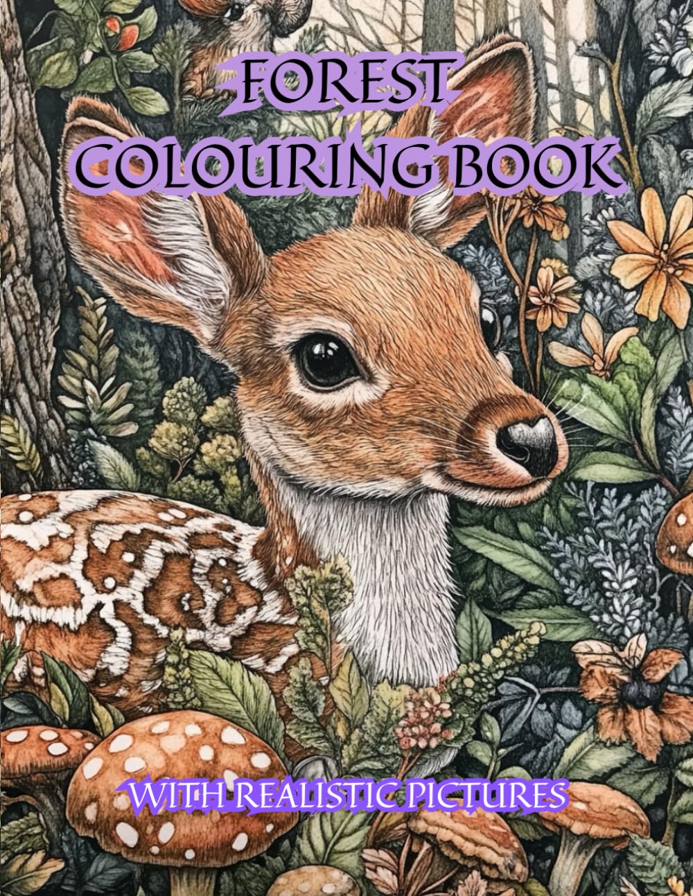 Forest Colouring Book for Adults with Realistic Pictures Stress Relief 80 pages