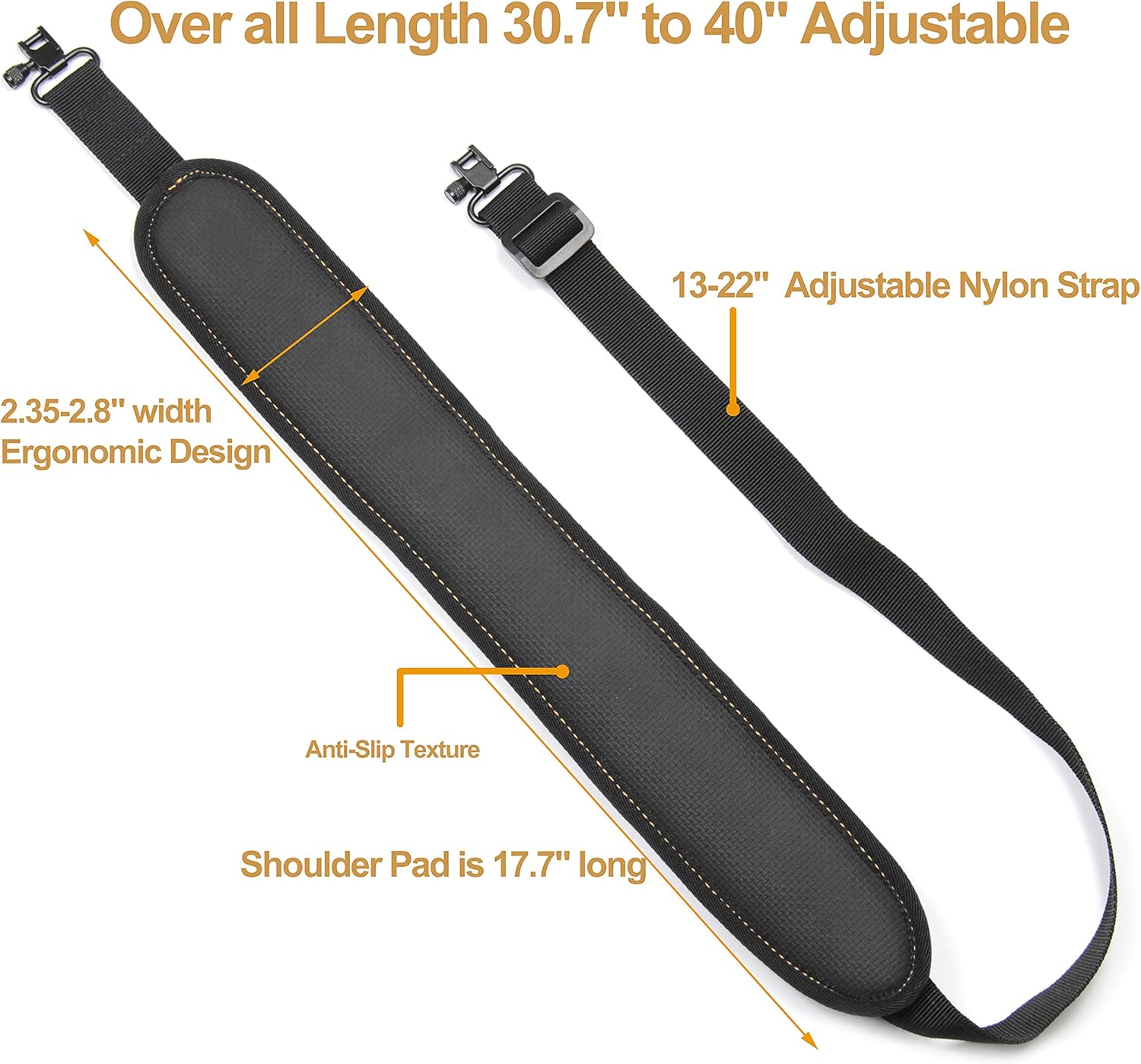 SUNYA Rifle and Shotgun Sling with Non-Slip Neoprene Padded Shoulder Strap, Ultra Durable Hypalon Tech Construction, 2 Point Gun Sling Length Adjustable, Anodized Swivels (Black-Adventure Cobra) : Sports & Outdoors