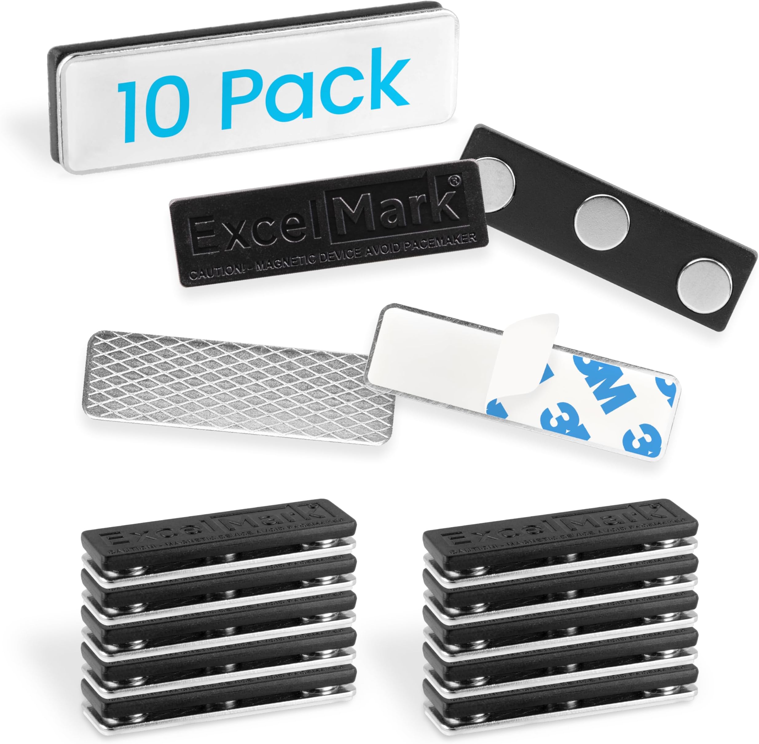 10 Premium Quality Magnetic Name Tag Holders with 3 Neodymium Magnets