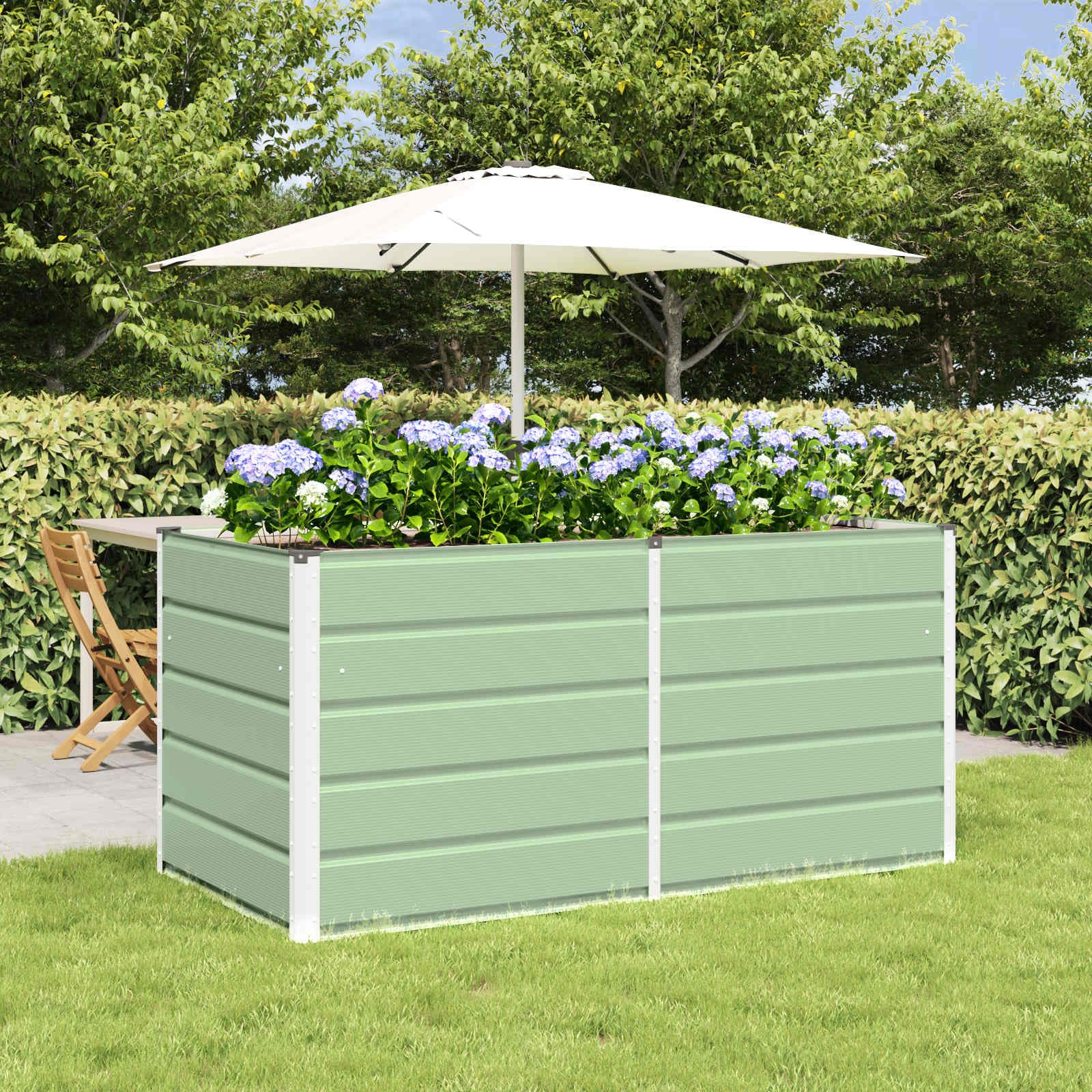 IKAYAA Metal Raised Beds Galvanised Raised Bed for Garden Raised Planters Outdoor Large for Growing Flowers,Herbs and Vegetables-Green-160 x 80 x 75 cm