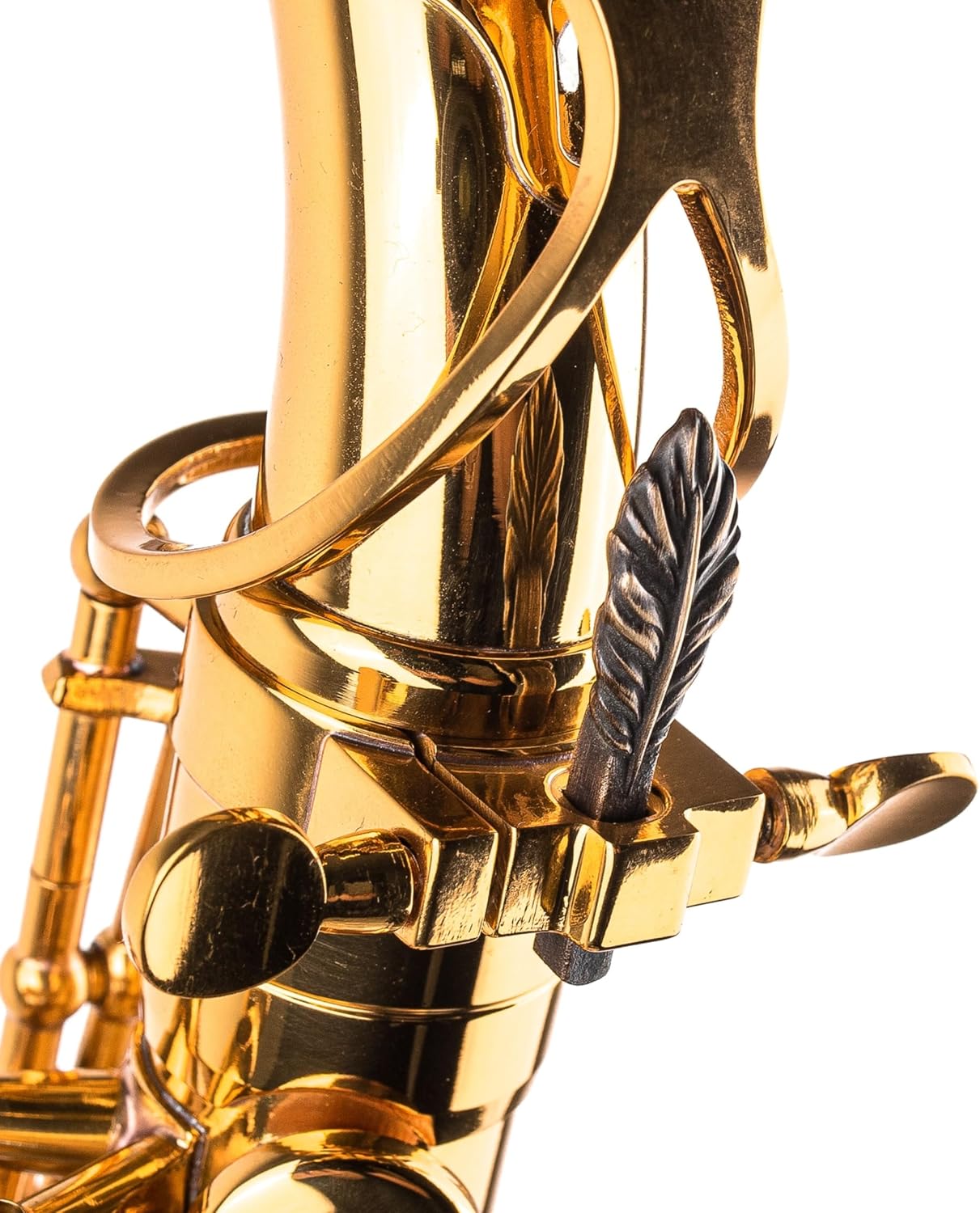 Saxophone Tone Enhancer – Easy Install Sound Booster – Fits Lyre Screw Hole (Bronze, Feather style)