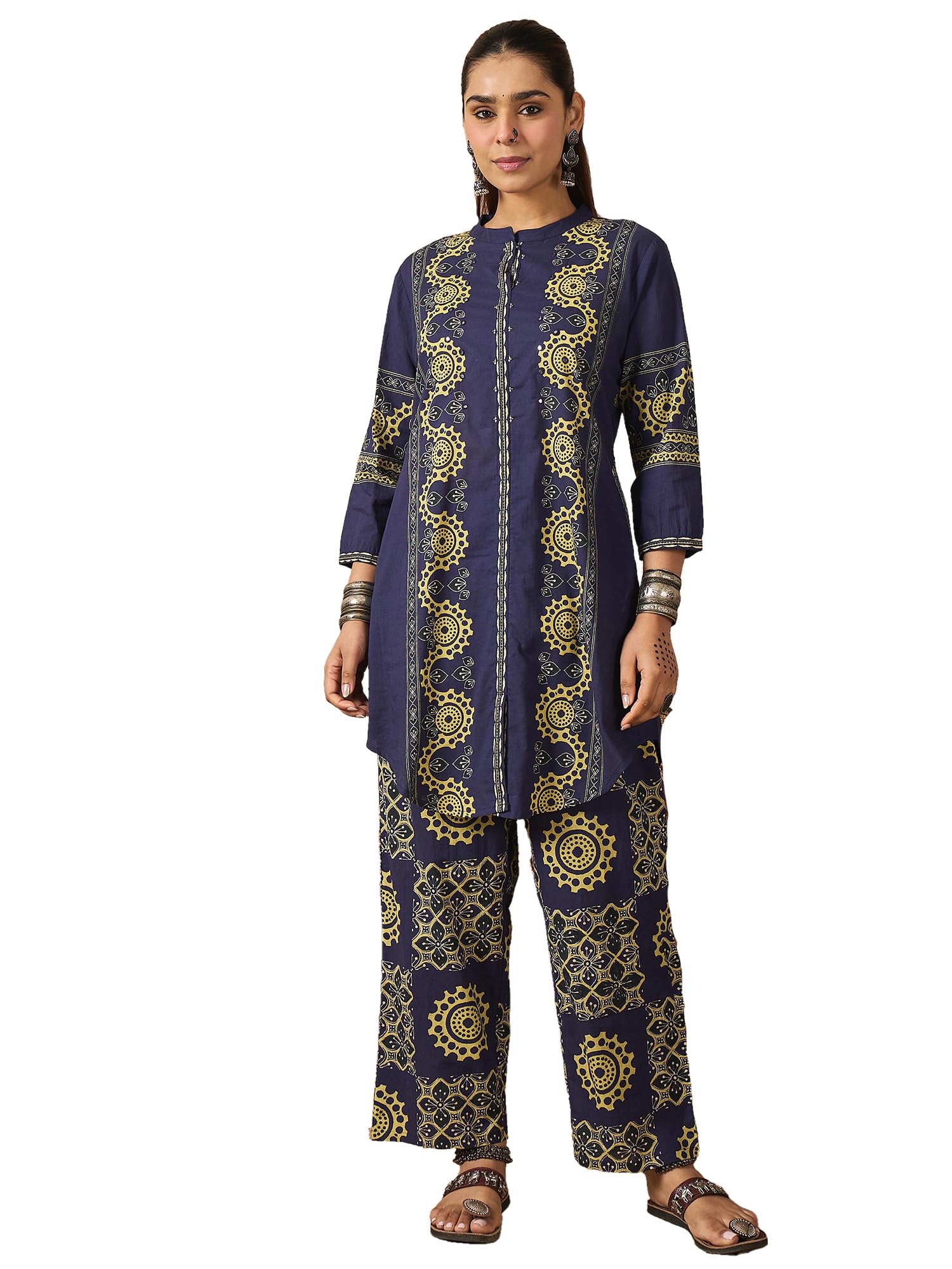 indo era Women Pure Cotton Kurta Palazzo Set | Printed Kurta with Palazzo Pants | Summer Friendly, Office Wear Co-Ord Set | Cord Set For Women Cotton-picture-53