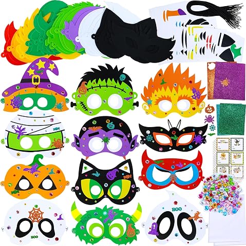 Winlyn 24-Set Halloween Foam Mask Craft Kit for Kids