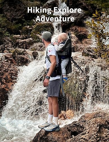 Miniatura 8 de besrey Mochila transportadora para bebé, mochila de senderismo para niños pequeños con asiento de seguridad de 3 alturas, correas ajustables y