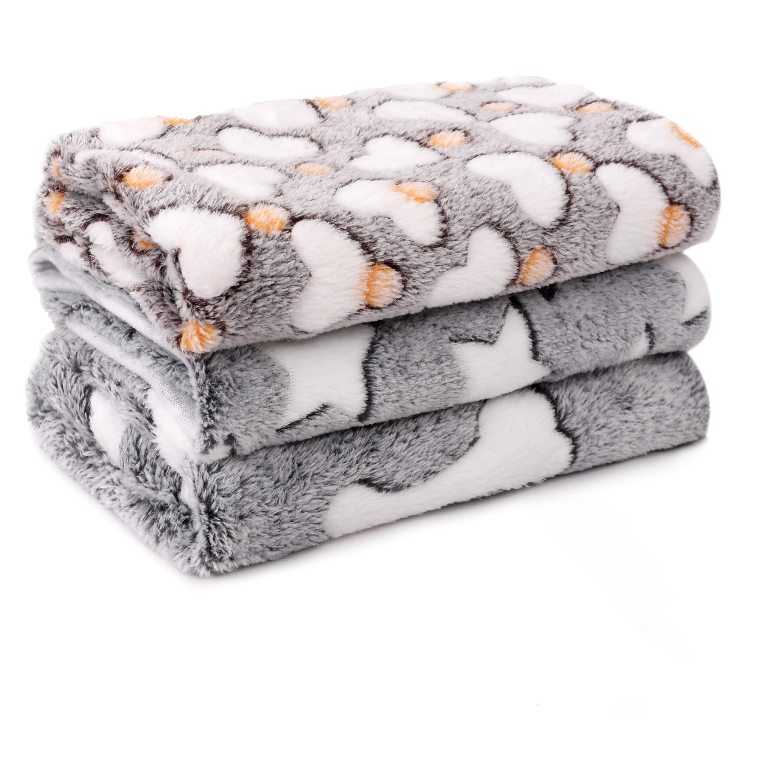 Paquete de 3 mantas para gatos y perros, manta de franela de forro polar suave y cálida para mascotas, gran manta para dormir para cachorros, gatos, perros pequeños, linda estrella/amor/hueso (pequeño