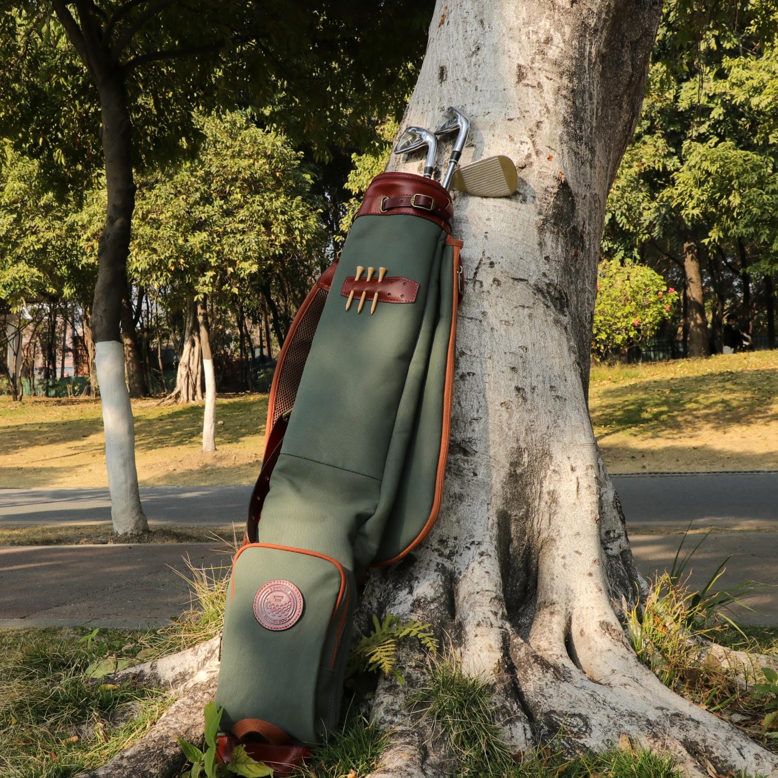 Tourbon Borsa da viaggio impermeabile in tela per allenamento con mazze da golf, borsa da viaggio con morbida tracolla imbottita