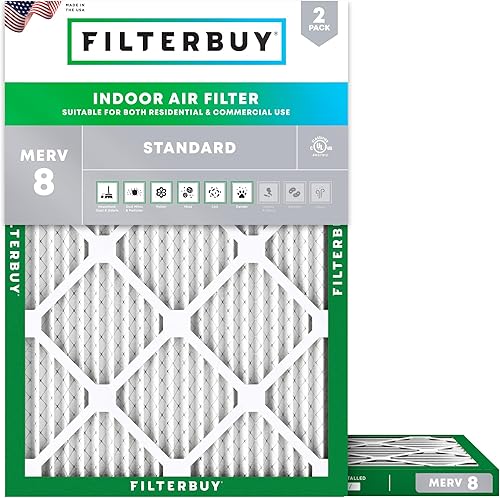 Filterbuy Filtro de aire de 21 x 23.5 x 1 pulgadas MERV 8 (paquete de 2), filtros de aire de repuesto plisados HVAC para calderas con CA (tamaño