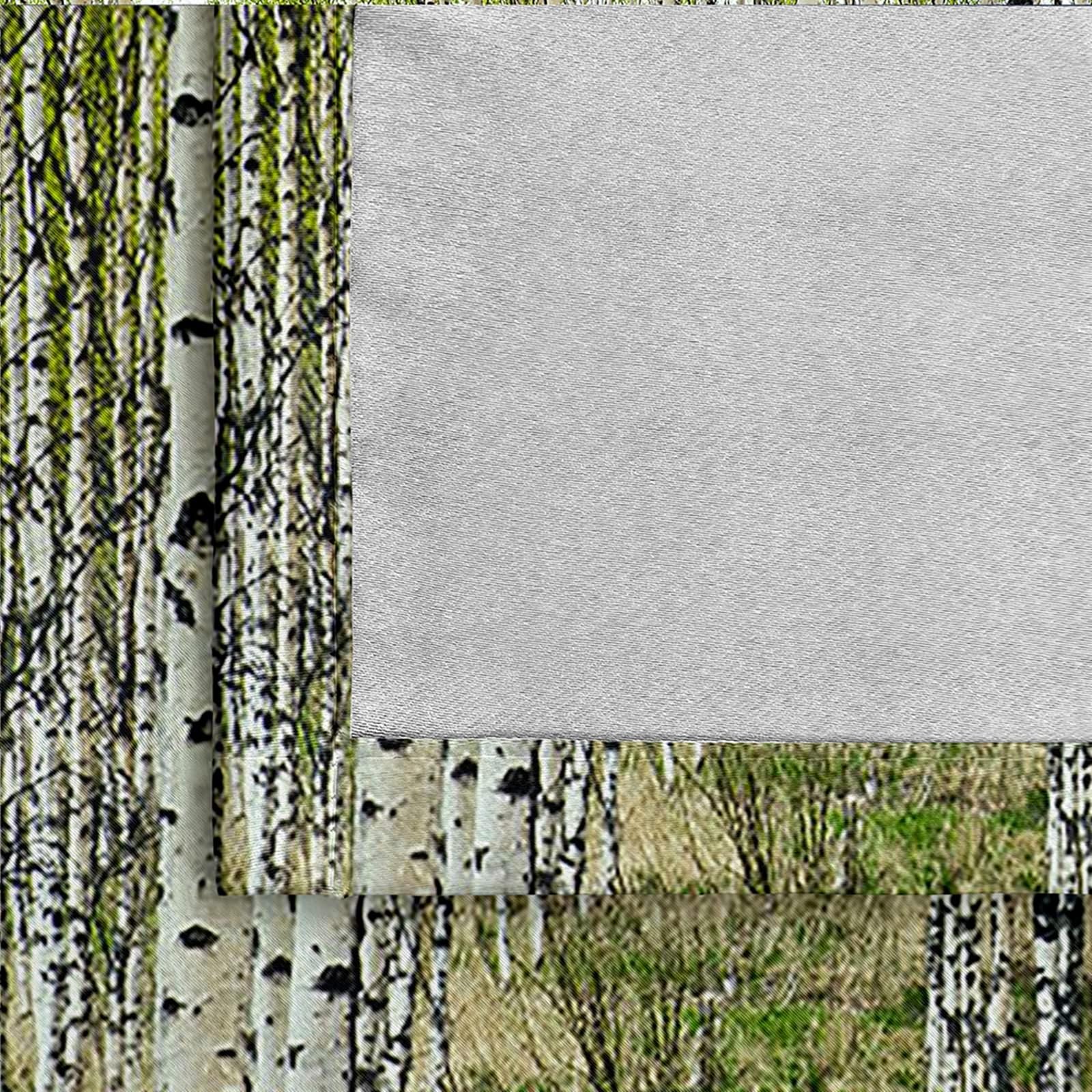 Zasłony zaciemniające o długości 137 cm, zasłony zaciemniające do pokoju, 2 zestawy paneli 34 szer. x 137 cm dł. brzozowy las, zasłony termiczne do sypialni