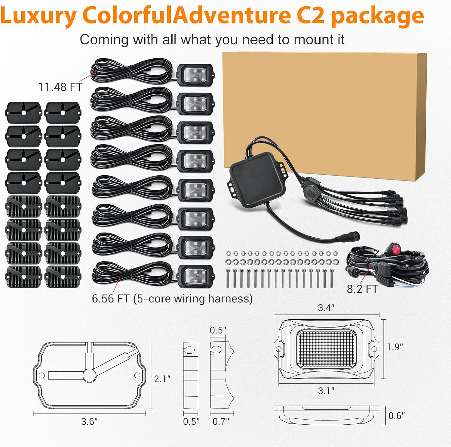 Lіmіtеd Dіѕсоunt SS VISION Upgraded C2 RGBW Rock Lights - Bright 8 Pods Pure Color Underglow Lights Waterproof with App Controller, Music Mode and Additional Wiring for Trucks ATV UTV SUV