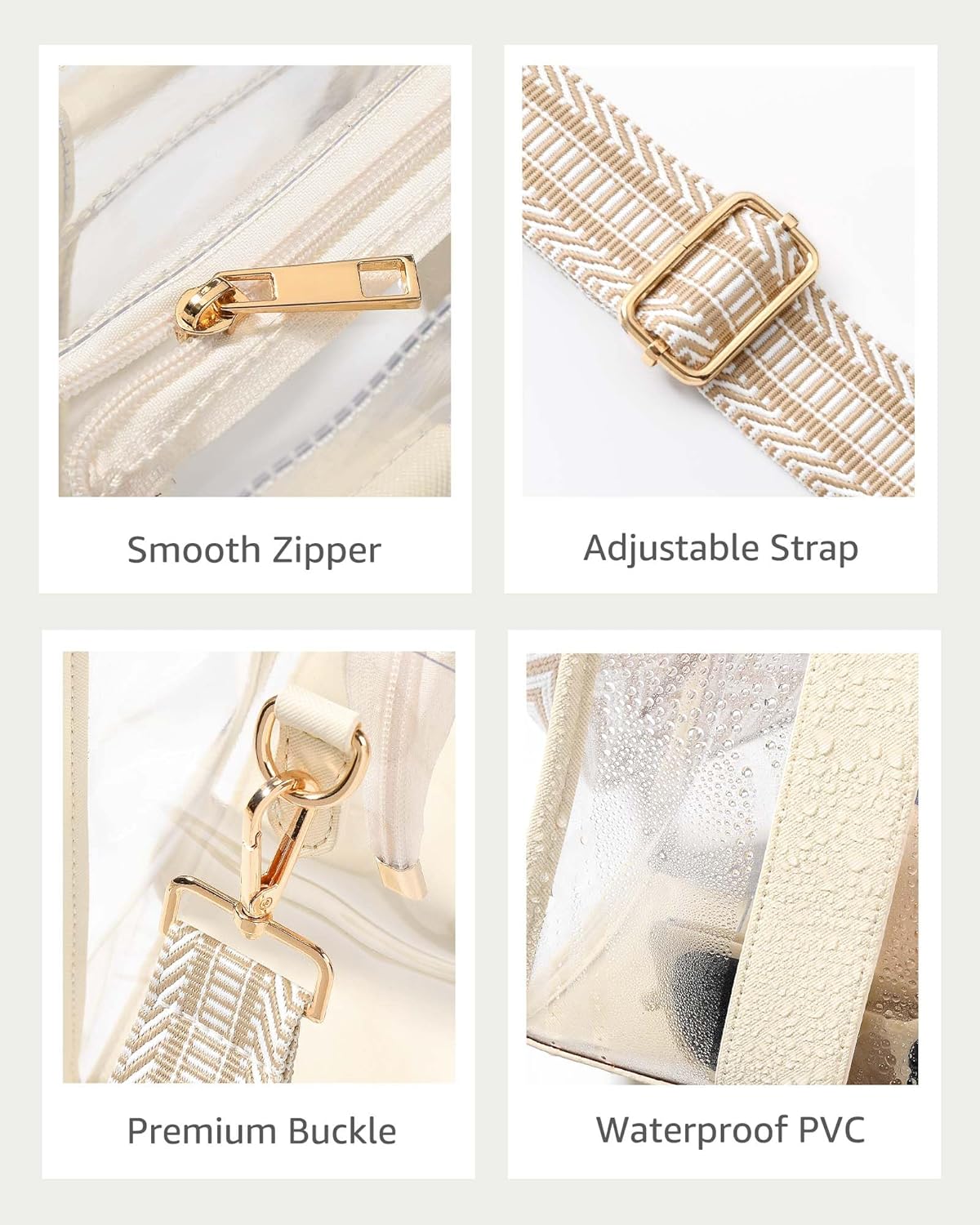 Clear Tote Bags for Women, Clear Bag for Stadium Events with Adjustable Straps, Handbag Purse for Sports Concert Work - Image 4