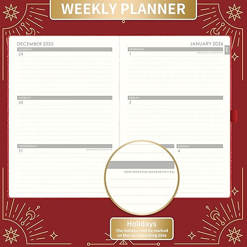 Miniatura 4 de Agenda 2025  Agenda semanal mensual 2025, Janaury 2025 a diciembre 2025, 5.75 x 8.25 pulgadas, agenda de piel sintética 2025 con bolsillo trasero y