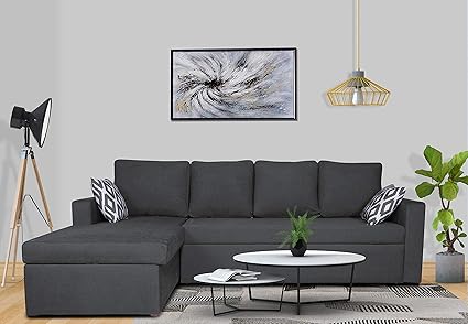 Adorn India Straight Line 5 Seater Corner Cum Bed Descent Left Hand Side (Grey)