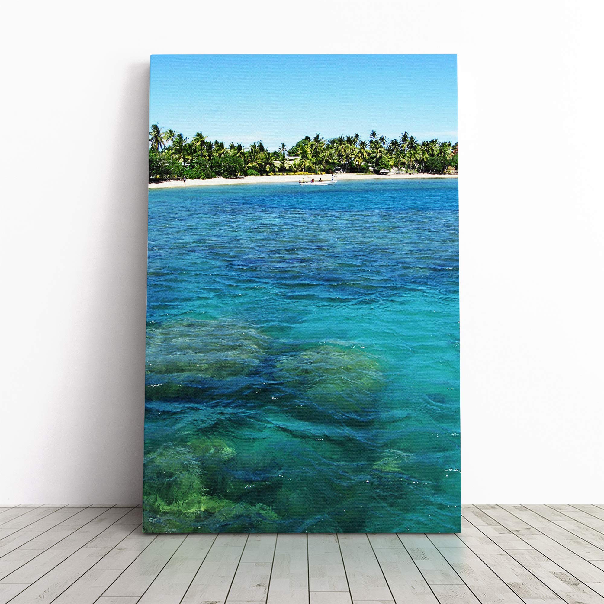 Fiji Beach Landscape Canvas Print | Gallery Wrapped 30mm Frame Wall Art | 30x20 inches | Ready to Hang | Modern Seascape Picture | Living Room Bedroom Lounge Office