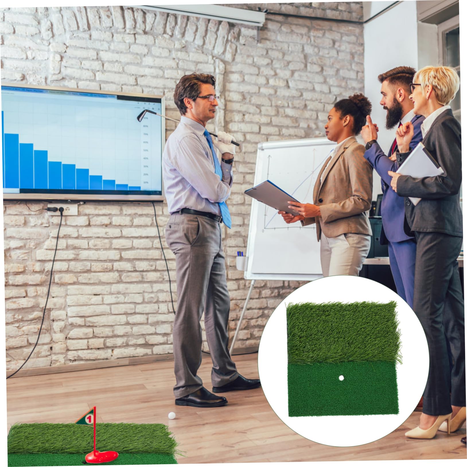 Balacoo Golf Swing Practice Mats Simulated Grass Mat Hitting Mat Training Mat Practice Pad for Beginners Pros Compact Portable Golfing Tool