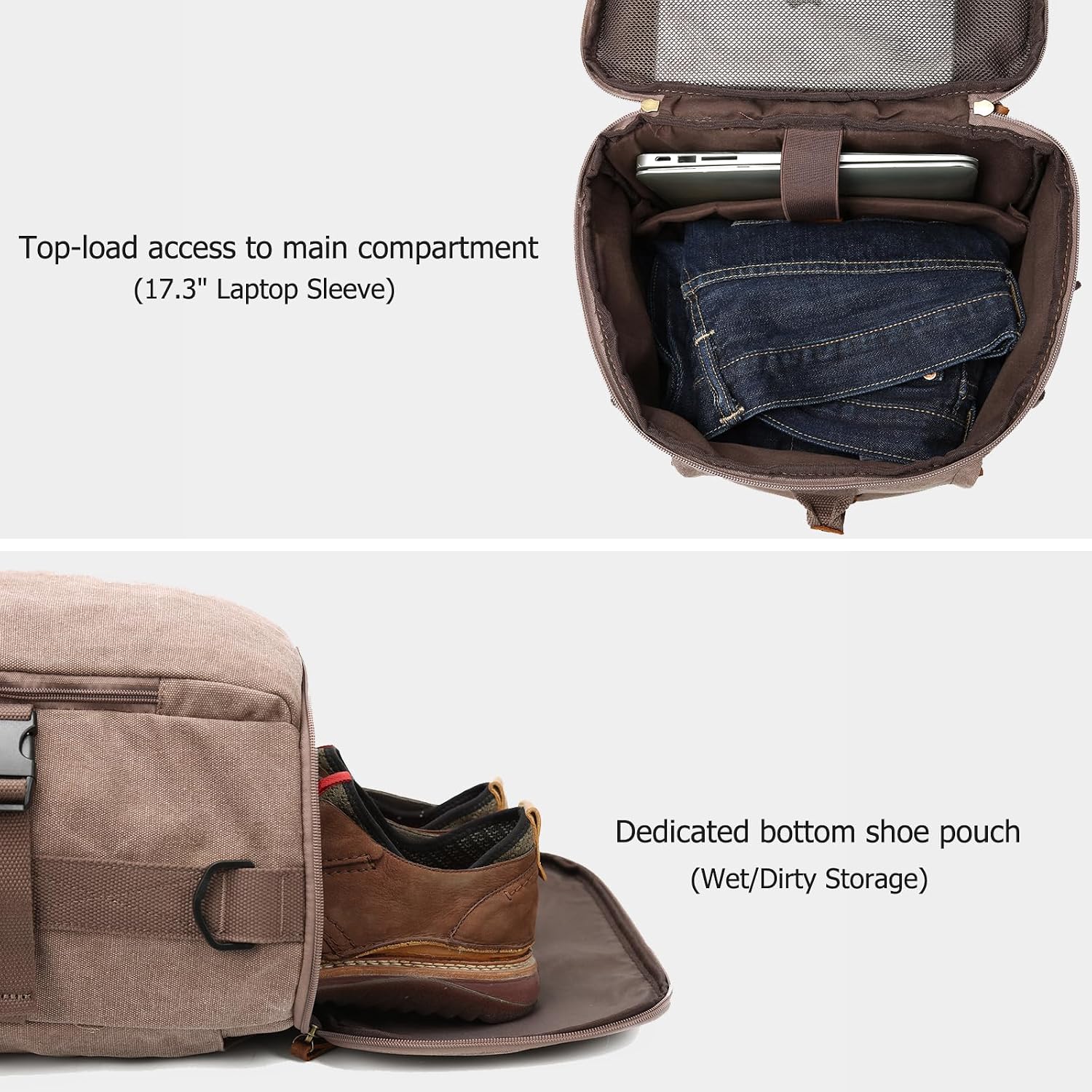 G-FAVOR 40L Travel Backpack, Vintage Canvas Rucksack Convertible Duffel Bag Carry On Backpack Fit for 17.3 Inch Laptop Bag