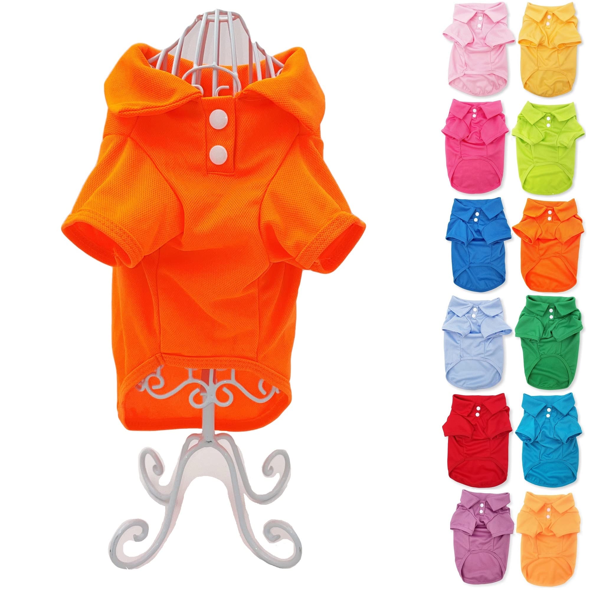 Cute Puppy Cat Dog Polo Shirt T-Shirt Solid Clothes Apparel for Small Pet (XXS: Length - 8", Orange)