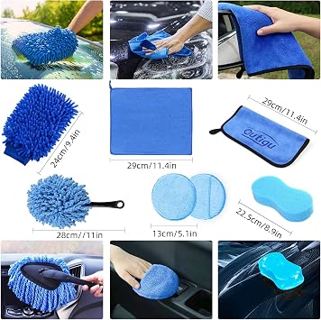 14PCS Car Cleaning Kit Premium Car Washing Products with Specialized Glass Cleaning Set, Interior & Exterior Car Wash Kit, Detailing Car Wash Brush, Car Cleaning Brush for Wheel