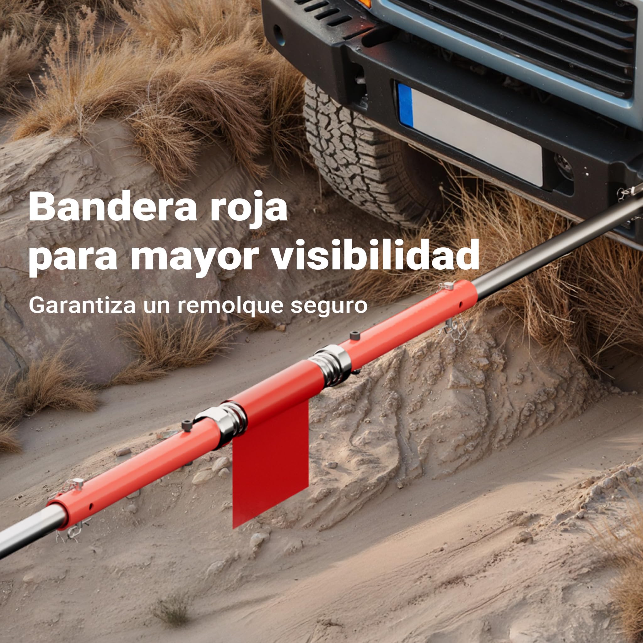 WilTec Barra de Remolque hasta 3 toneladas Barra Seguridad con Amortiguador 2m 3 Piezas