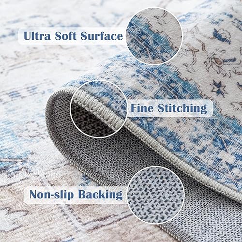 Miniatura 249 de jinchan Alfombra de Área 2x3 pies Alfombra Vintage de Entrada Lavable Bohemia Tapete Interior para Puerta Medallón Floral Tapete Pequeño para Puerta