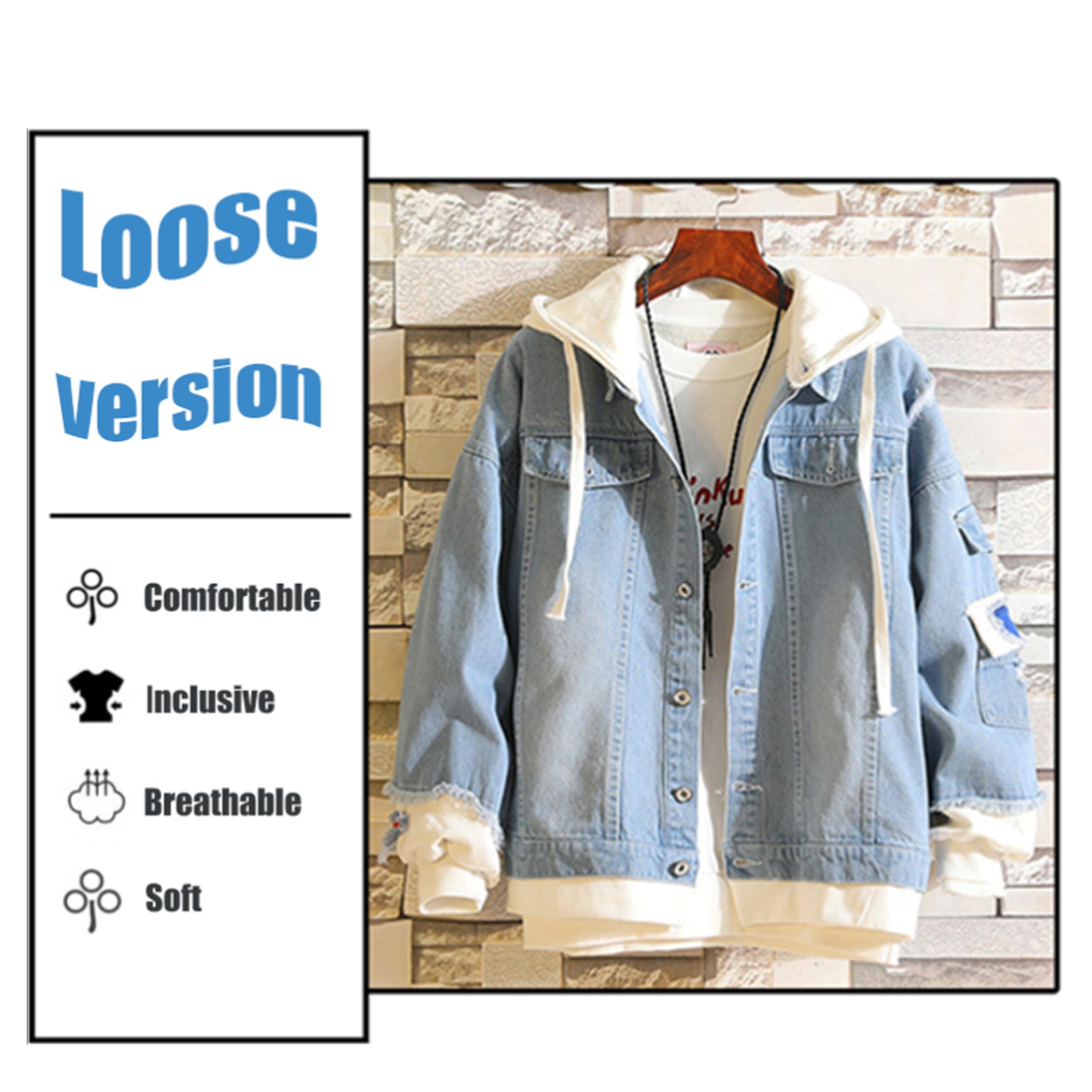 KPOP Stray Kids Denim Jacket, Felix Jisung Hyunjin Minho Bangchan Changbin Concerts Unisex Bouton avec capuchon