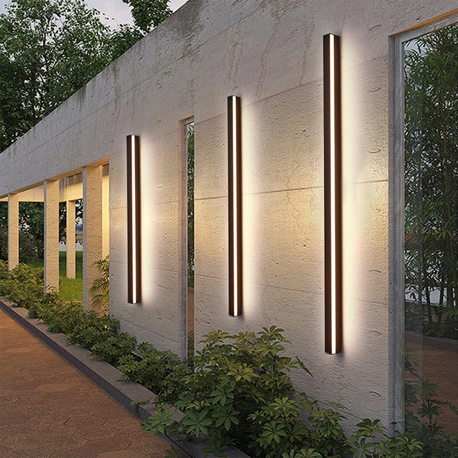 SMCCYYSD LED Outdoor Wall Lamp, Modern Black Sconce, IP65 Waterproof, 3000K/4000K/6500K, Aluminum Lighting for Garden & Villa, Minimalist Balcony Light, 120CM Warm Light