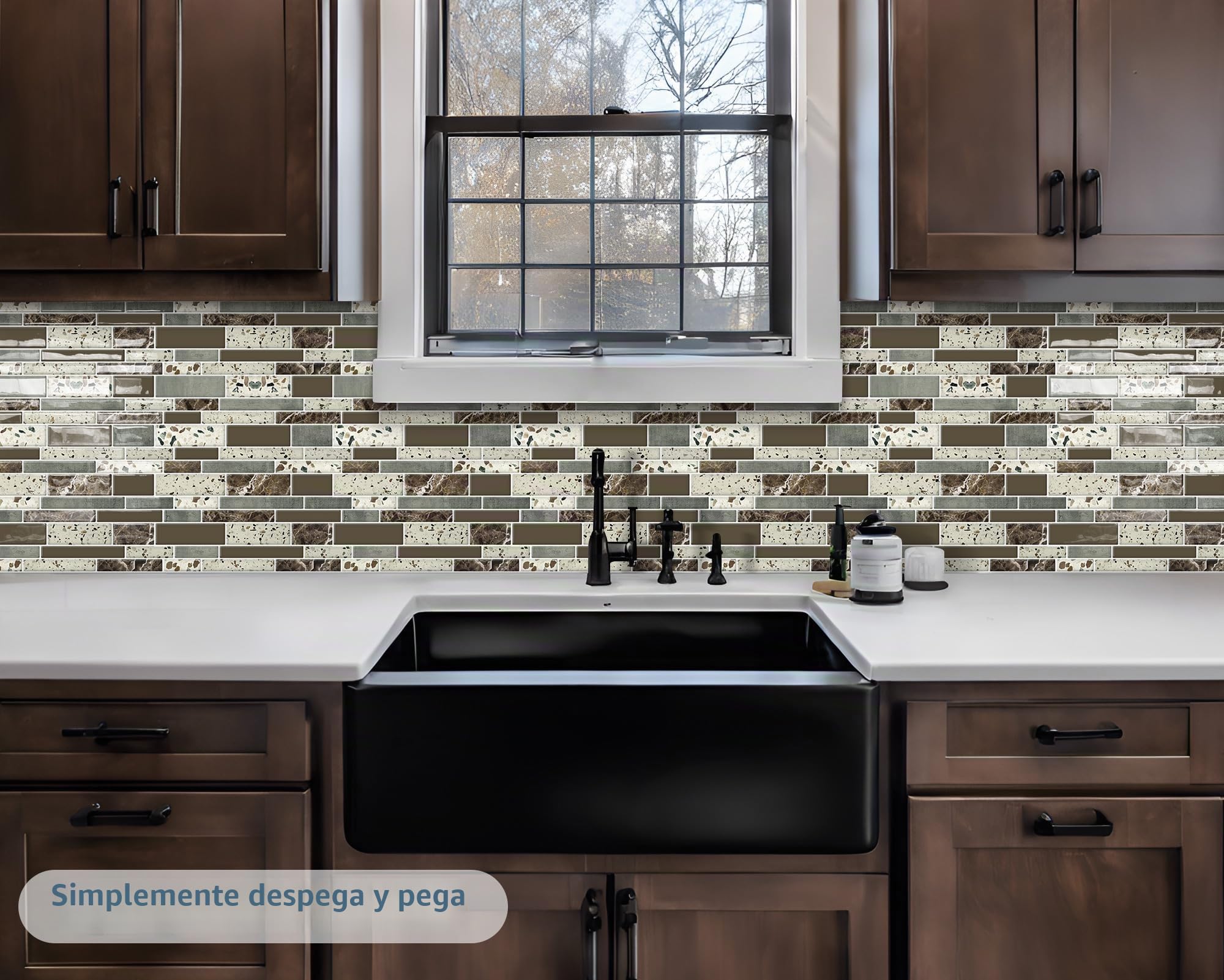 DEWOO Azulejos autoadhesivos 3D para pared, color marrón, 10 hojas