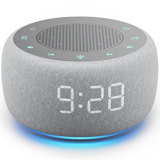 Buffbee Alarm Clock with Sound Machine for Bedrooms – 2 in 1 White Noise Machine for Sleep, Gentle