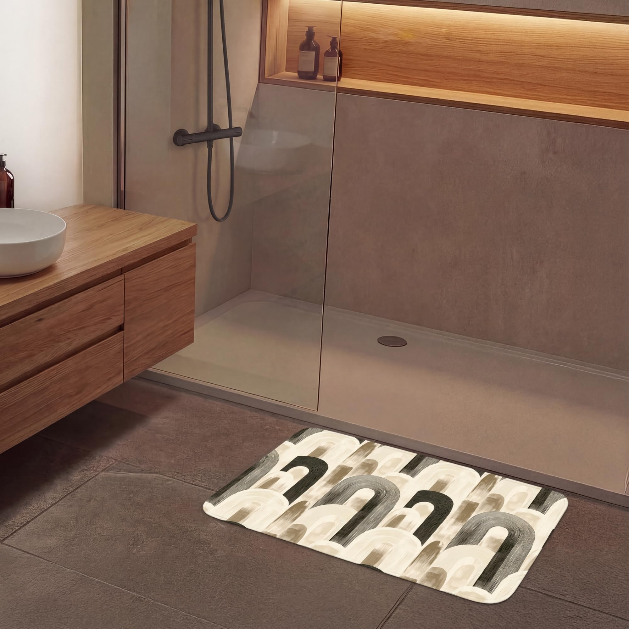 Alfombra De Baño Rectangular 90x60 cm Bathroom Bath Mat Lavable Tapete Antideslizante Alfombras Ducha Decoracion Alfombrilla Abstracto - Motivo - Arcos