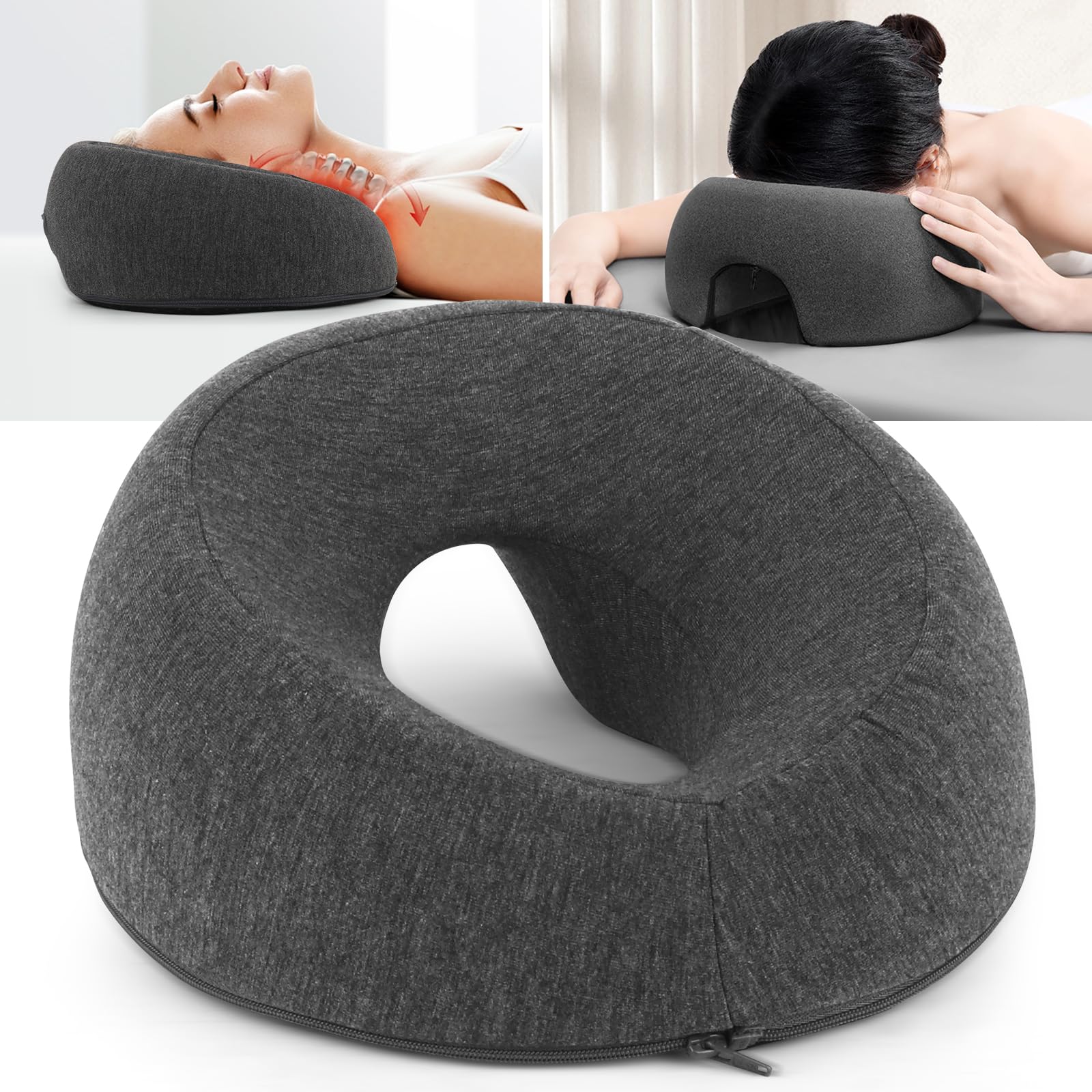 Mineup Oreiller De Massage pour Le Visage, Coussin Massage Visage, Tetiere Table De Massage, Respirant Coussin en Mousse À Mémoire, Coussin De Massage pour lit de Massage de Salon de Spa