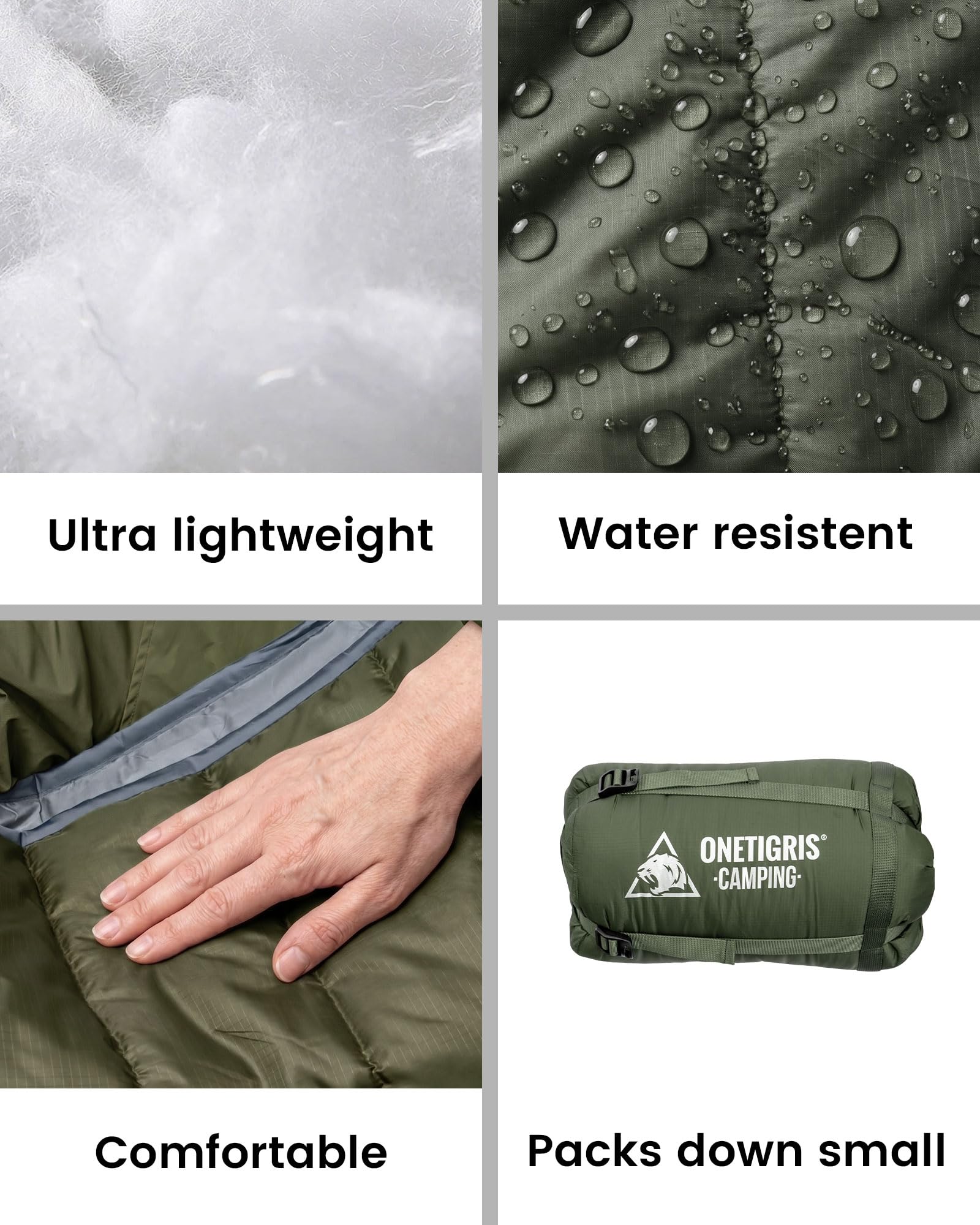 OneTigris, edredón para hamaca, ligero, diseño de longitud completa, hamaca para acampar, senderismo, excursionismo., Unisex, Hammock Underblanket, OD Green - 2-3 Season