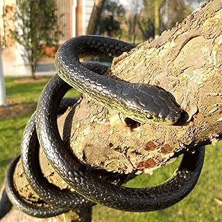 LANTING Serpiente de Goma Realista, Serpiente, Serpiente de Goma, 130 cm de Largo, Serpiente de Serpiente Mamba, para Accesorios de jardín para ahuyentar pájaros, Rellenos, decoración de Halloween.