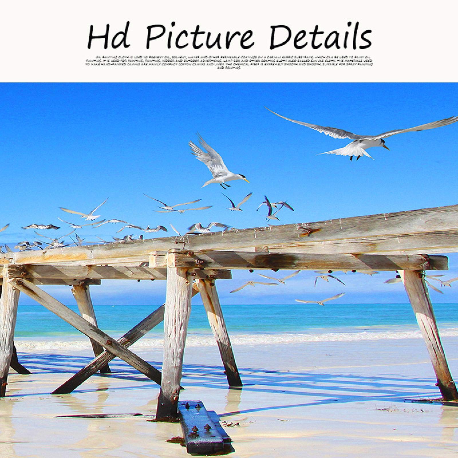 dsdsgog Natura Oceano Onde del Mare Uccello Marino Cielo Nuvole Panorama Paesaggio Tela Pittura Poster e Stampa Wall Art Picture Home Decor 40x120cm Frameless