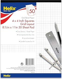 Helix Bond Pad, cuadrícula 4 x 4, 8,5 x 11 pulgadas, 50 hojas, color blanco (27111)