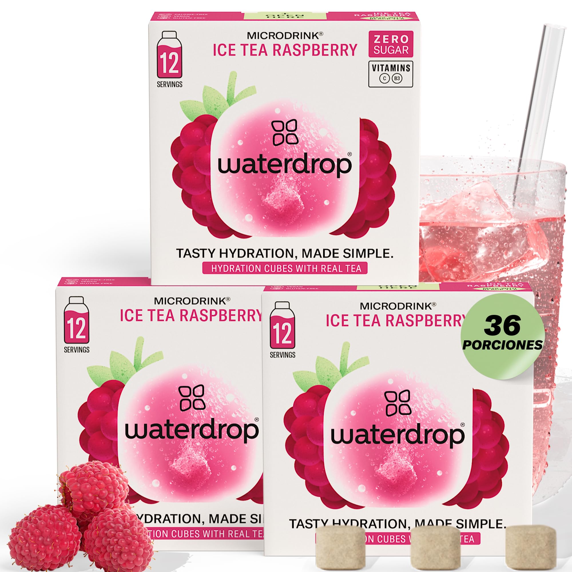 waterdrop® Microdrink, Té Frio MELOCOTÓN, 36 Pastillas Saborizantes Para Agua SIN AZÚCAR, Té NEGRO, Con VITAMINAS, Refresco Instantaneo Sin Calorias, Infusiones Variadas Polvo, Ice Tea — view 8