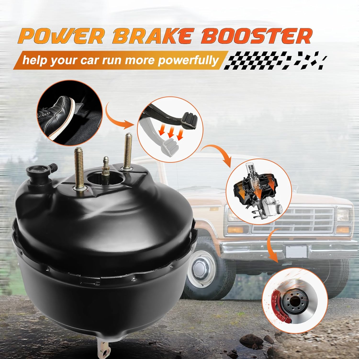 Vacuum Power Brake Booster Without Master Cylinder Compatible with Ford F-250 F-350 1984 1985 1986 Replace# E4TZ2005B 54-73355
